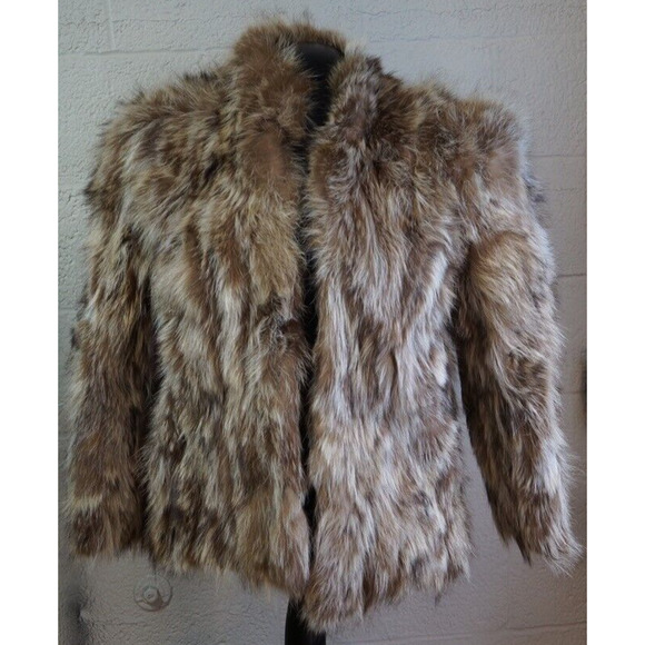 Vintage Ladies Berman's Real Racoon Jacket/Coat Brown/Gray Made in Korea Size M - Picture 1 of 9